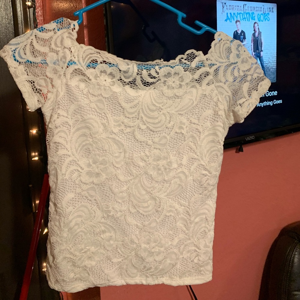 white lacey top